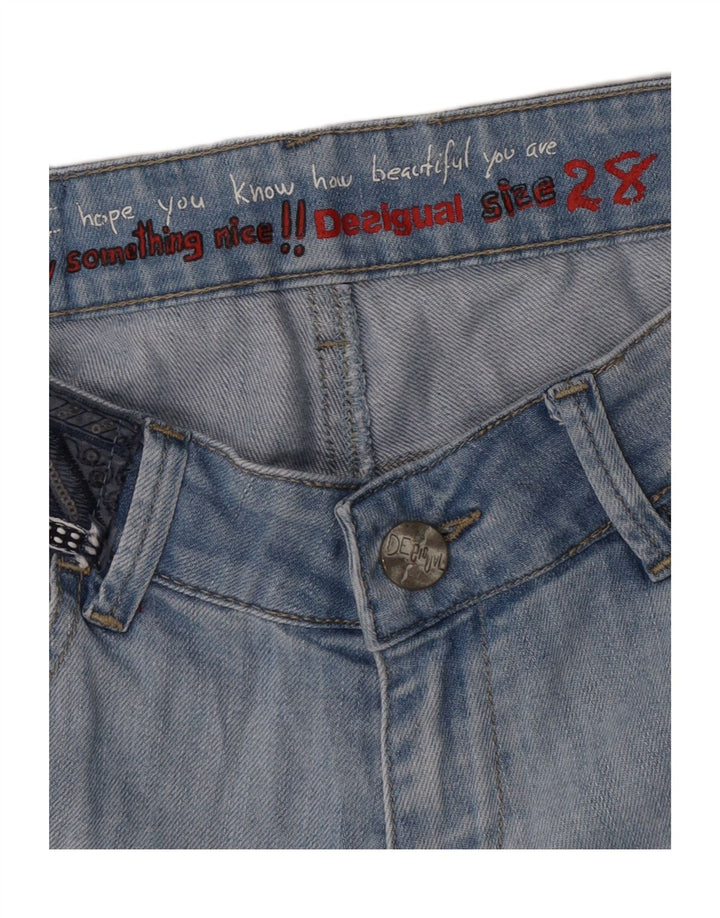Desigual Womens Graphic Distressed Denim Shorts W28 Mittelblaues Blumenmuster