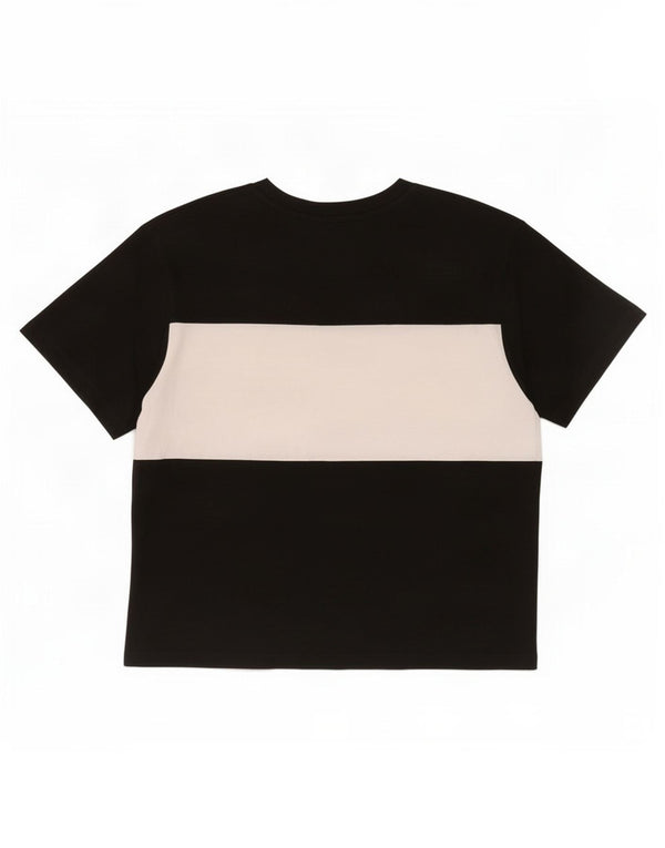 Fila Damen Grafik-T-Shirt-Oberteil UK 14 Mittelschwarz Farbblock