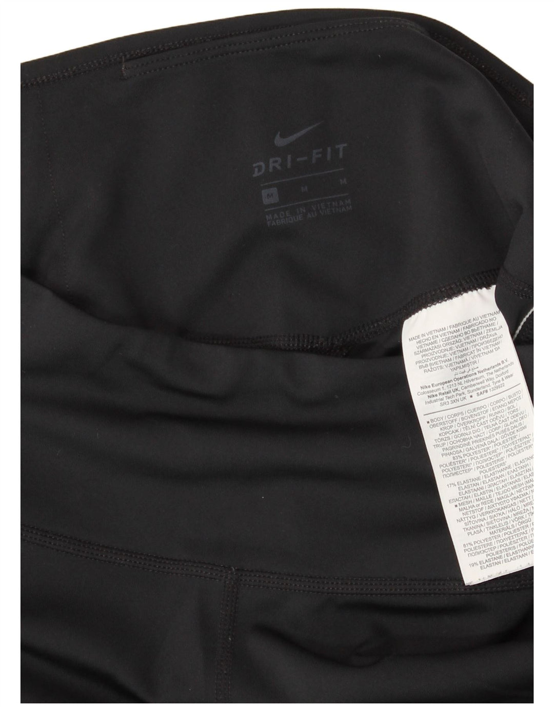 NIKE Womens Dri Fit Graphic Capri Leggings UK 12 Medium Black Colourblock