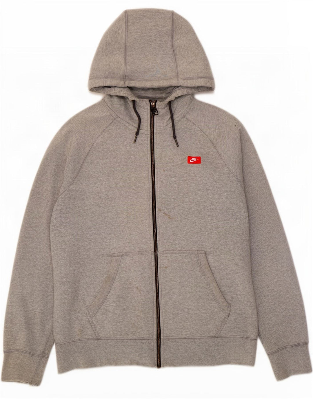 Nike Herren-Kapuzenpullover mit grafischem Reißverschluss, groß, graue Baumwolle