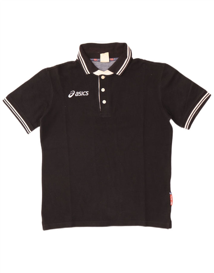 Asics Herren Rugby-Poloshirt, Größe S, schwarze Baumwolle