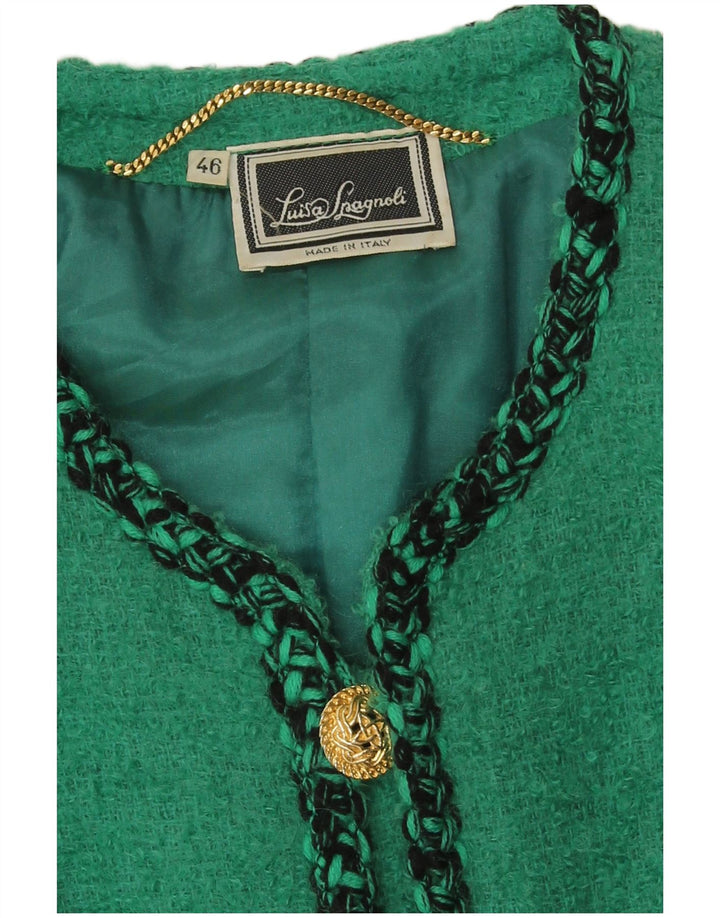 Luisa Spagnoli Damen 5-Knopf-Blazerjacke IT 46 Große grüne Wolle