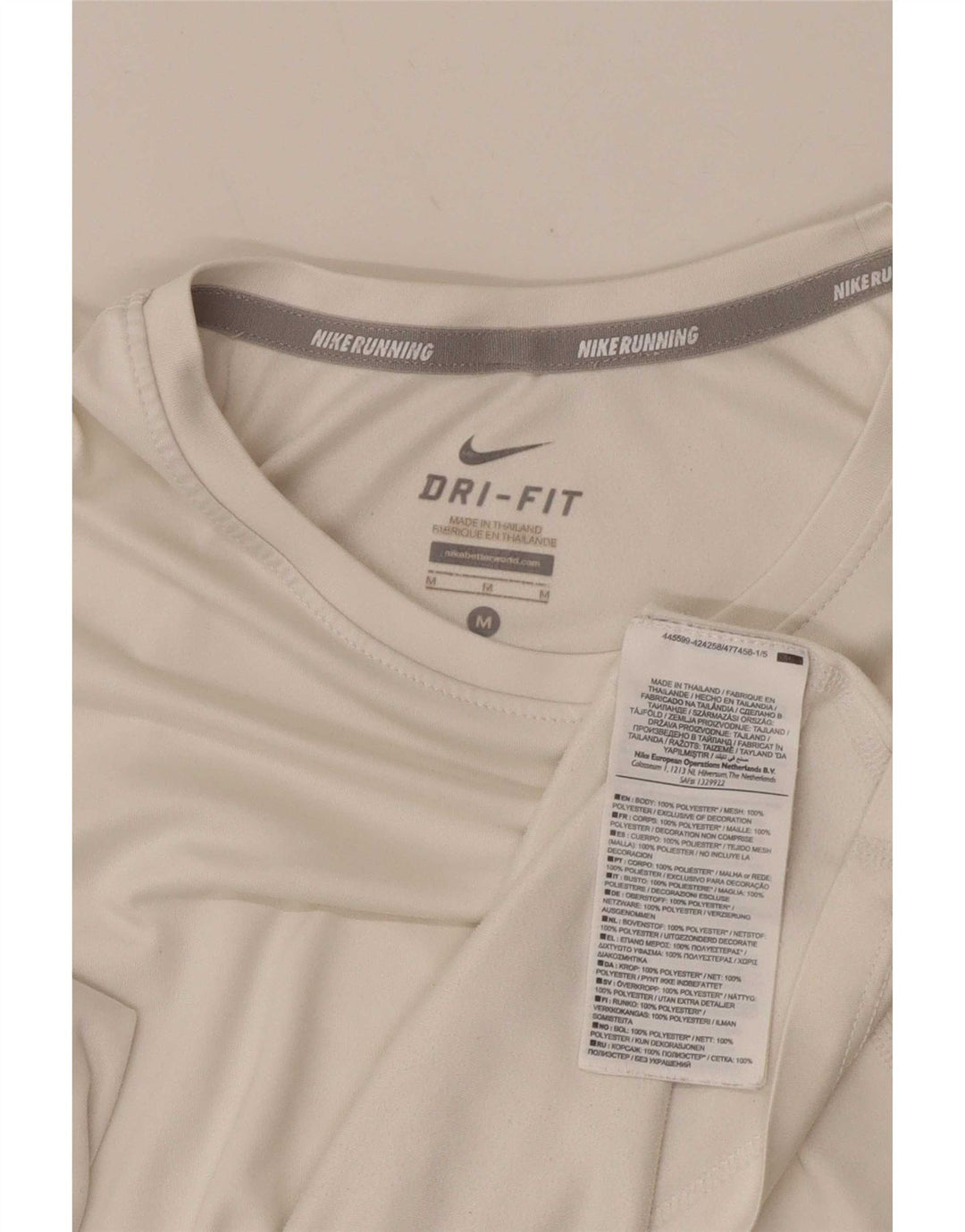 Nike Damen Dri Fit Top Langarm UK 12 Mittelweiß Polyester