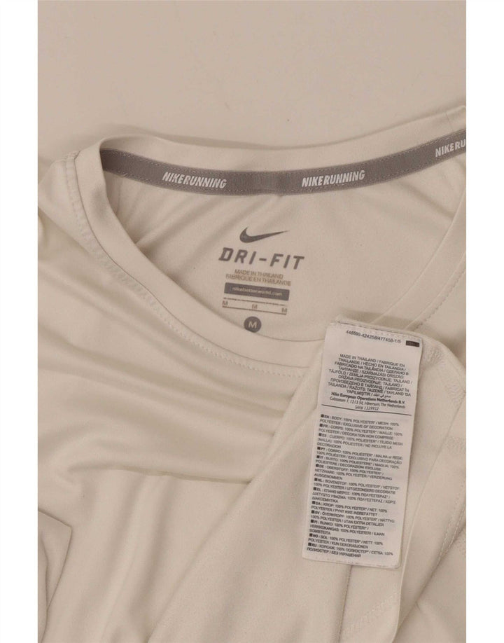 Nike Damen Dri Fit Top Langarm UK 12 Mittelweiß Polyester