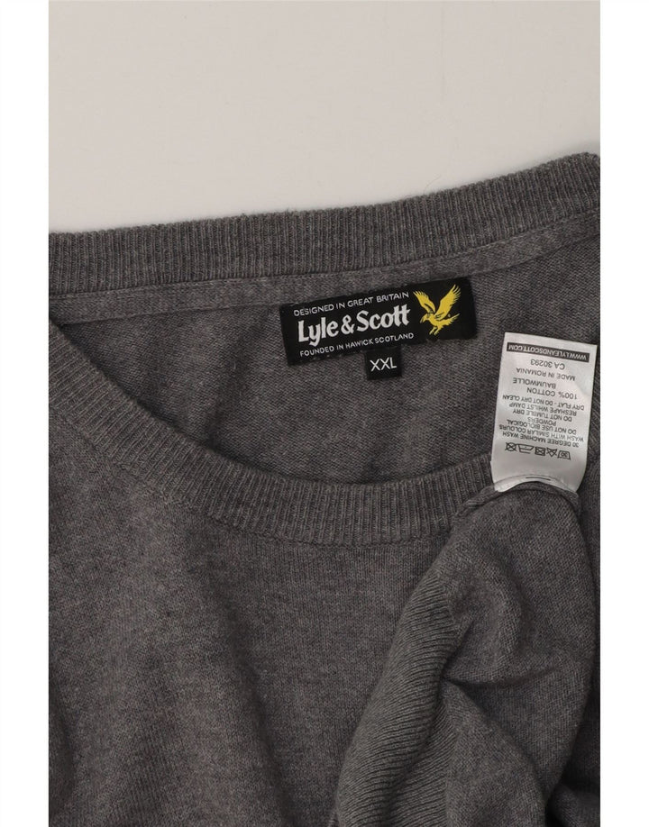 LYLE & SCOTT Herren-Pullover mit U-Boot-Ausschnitt, 2XL, graue Baumwolle
