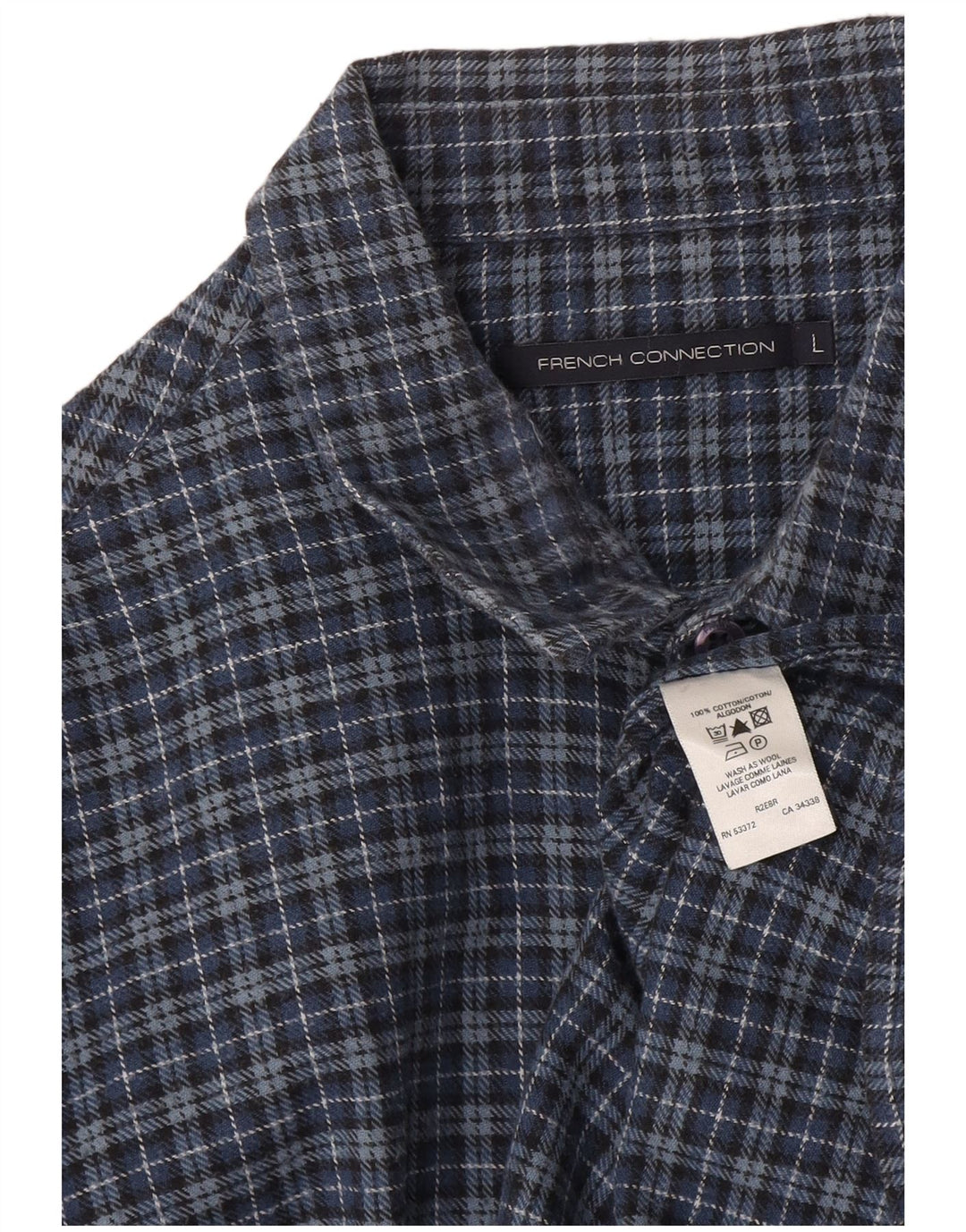French Connection Herren-Flanellhemd, groß, marineblau, kariert, Baumwolle