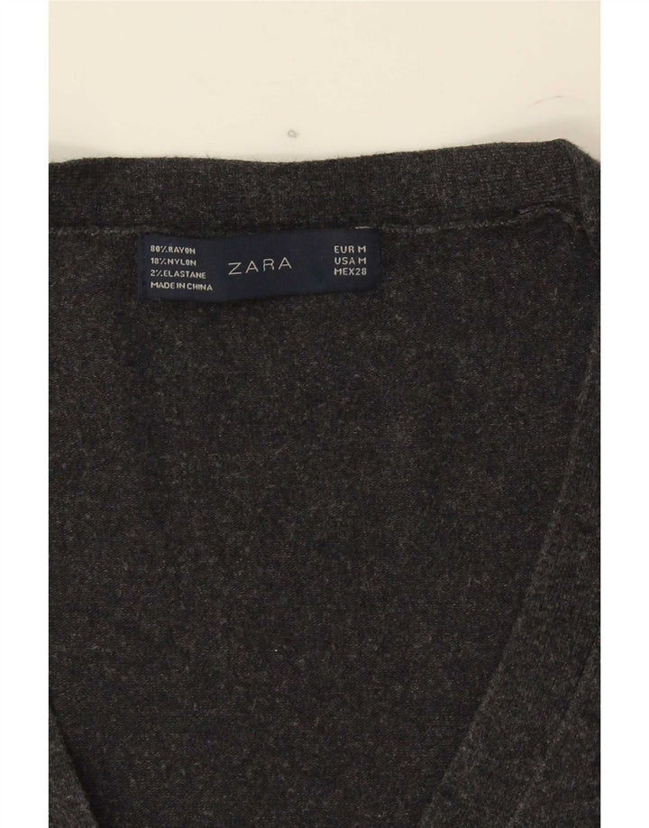 Zara Damen-Cardigan-Pullover UK 12 Mittelgrauer Rayon