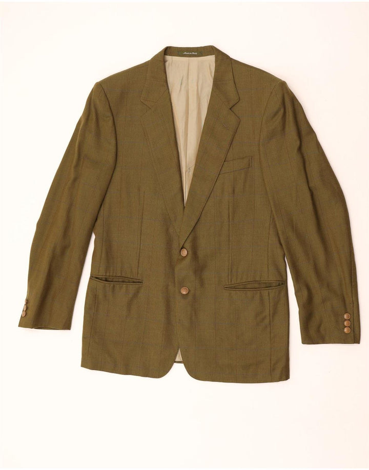 Yves Saint Laurent Herren 2-Knopf-Blazerjacke IT 50 Großer grüner Karo