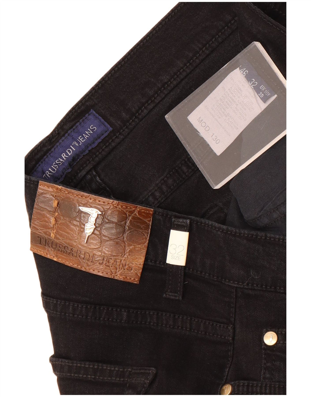 Trussardi Herren Straight Jeans Größe 30 W30 L29 Schwarze Baumwolle