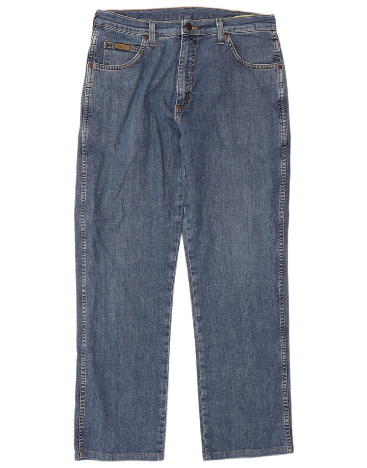 WRANGLER Herren Texas Straight Jeans W33 L30 Blaues Polyester