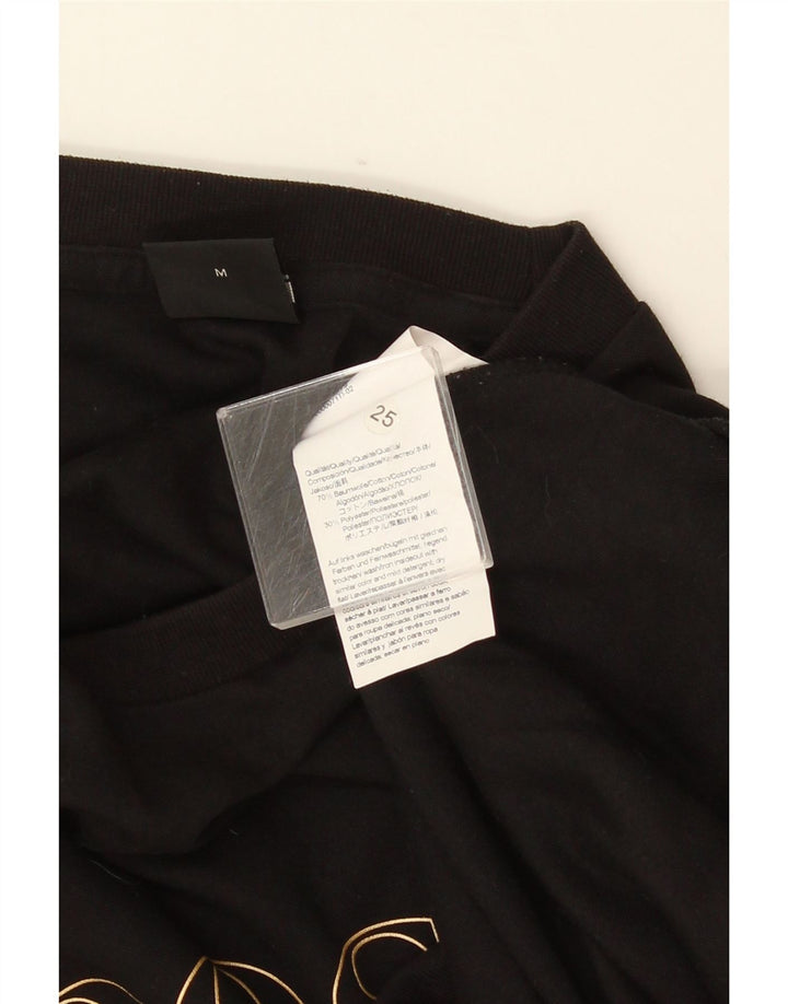 HUGO BOSS Herren Grafik-Sweatshirt-Pullover aus mittelschwarzer Baumwolle