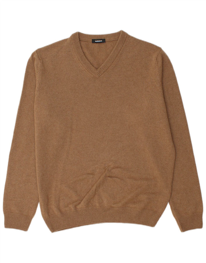 Walbusch Herren-Pullover mit V-Ausschnitt, IT 52, Größe L, Braun