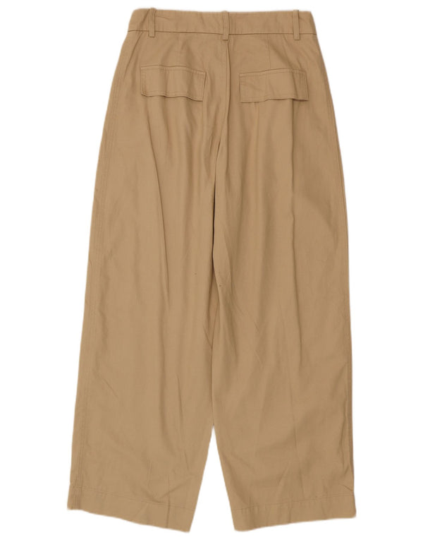 Zara Damen-Chinohose mit hoher Taille, lockere Passform, Größe S, W26, L28, Beige, Baumwolle