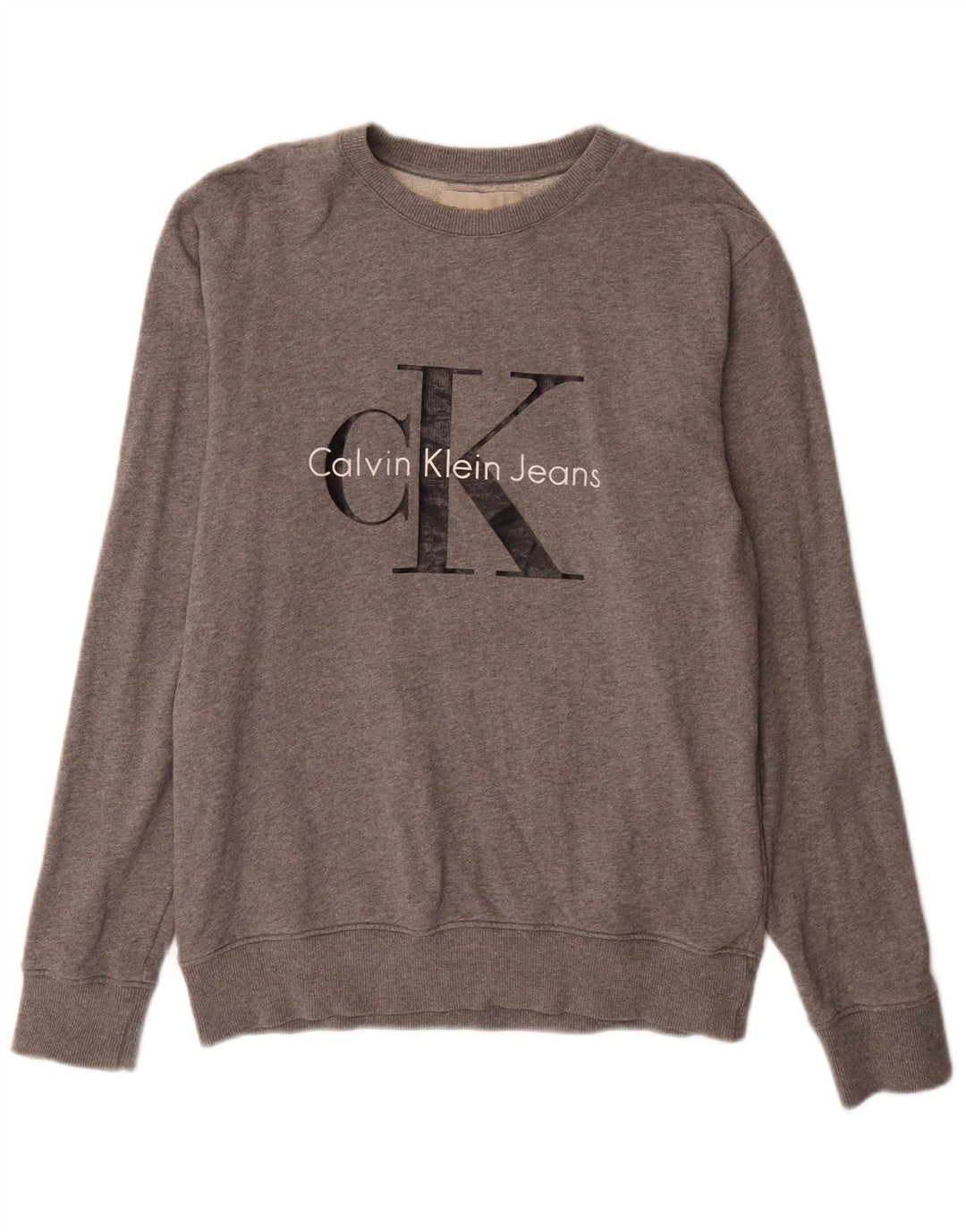 Calvin Klein Jeans Herren Grafik-Sweatshirt-Pullover Mittelgrau meliert