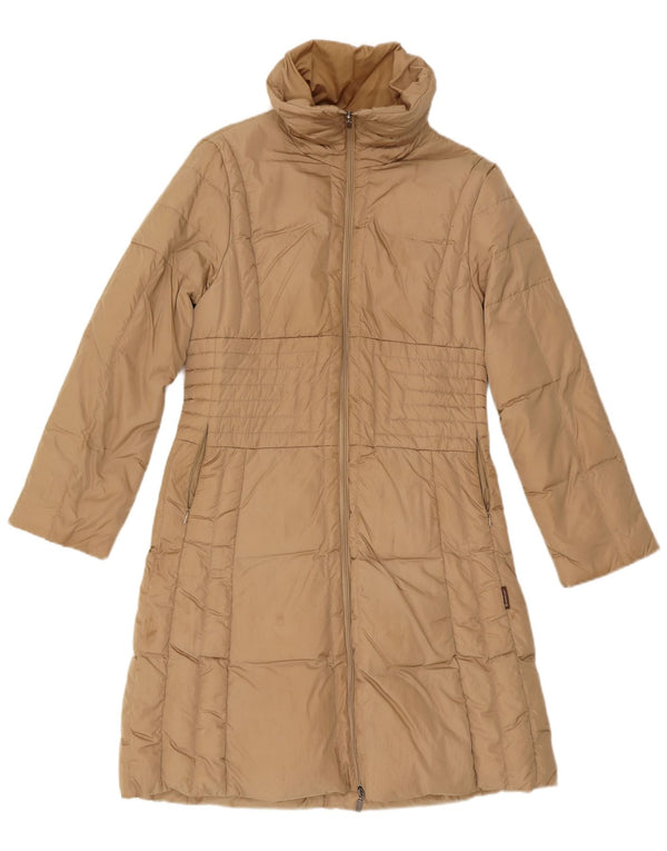 Gepolsterter Damenmantel von Moncler, Größe 2, mittelbeigefarbenes Polyamid