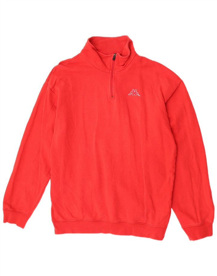 Kappa Herren-Sweatshirt mit Reißverschluss am Hals, 3XL, rote Baumwolle