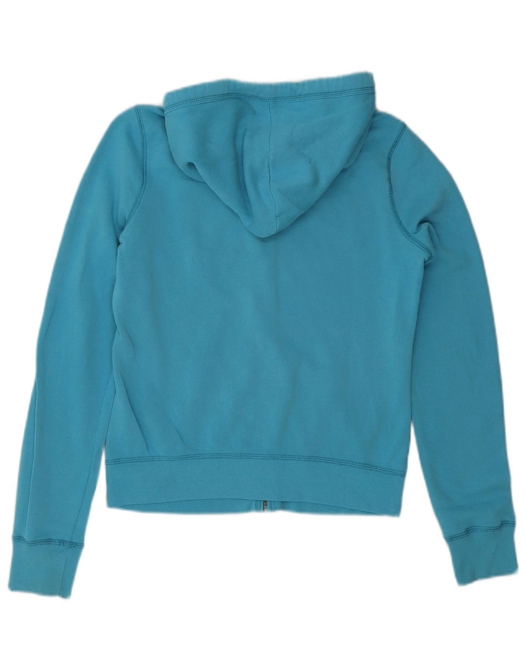 HOLLISTER Damen Graphic Zip Hoodie Pullover UK 14 Mittelblaue Baumwolle