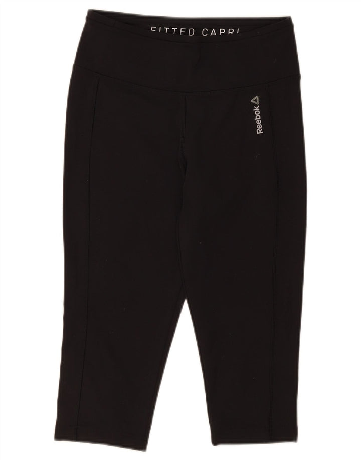 Reebok Damen Capri-Leggings UK 8/10 Small Schwarz Polyester