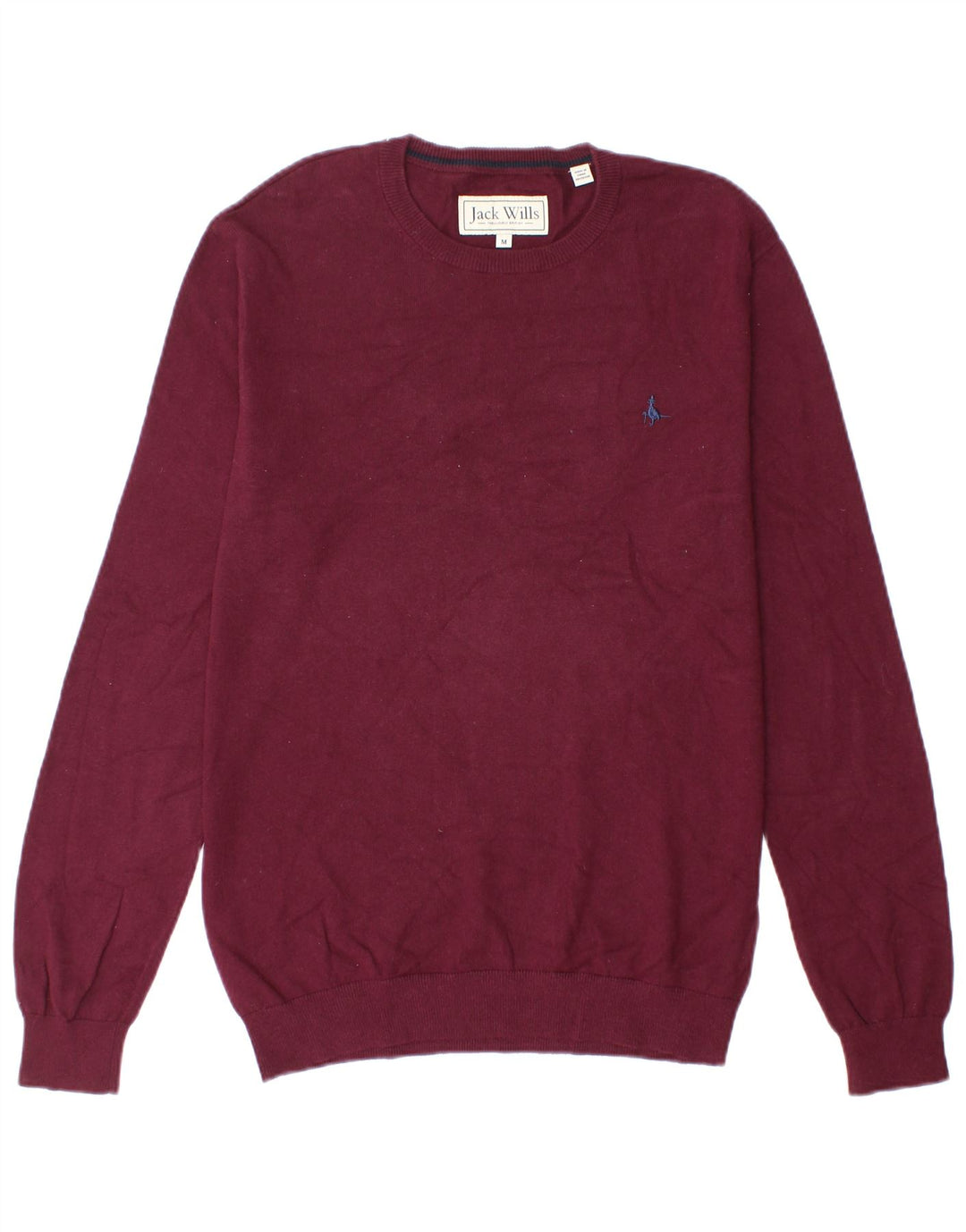 Jack Wills Herren-Pullover mit Rundhalsausschnitt, mittlerer burgunderroter Baumwolle
