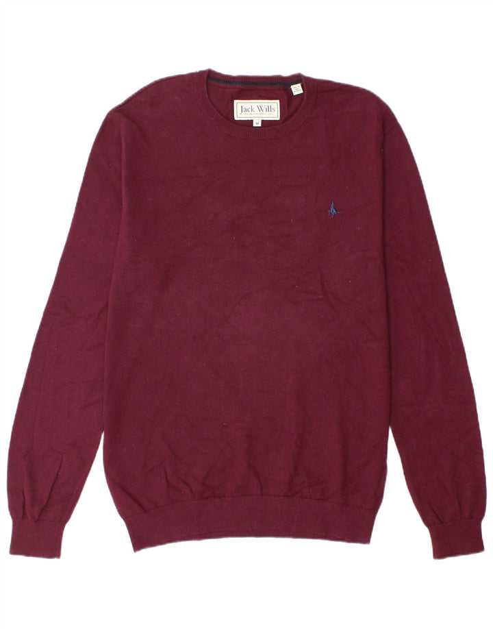 Jack Wills Herren-Pullover mit Rundhalsausschnitt, mittlerer burgunderroter Baumwolle