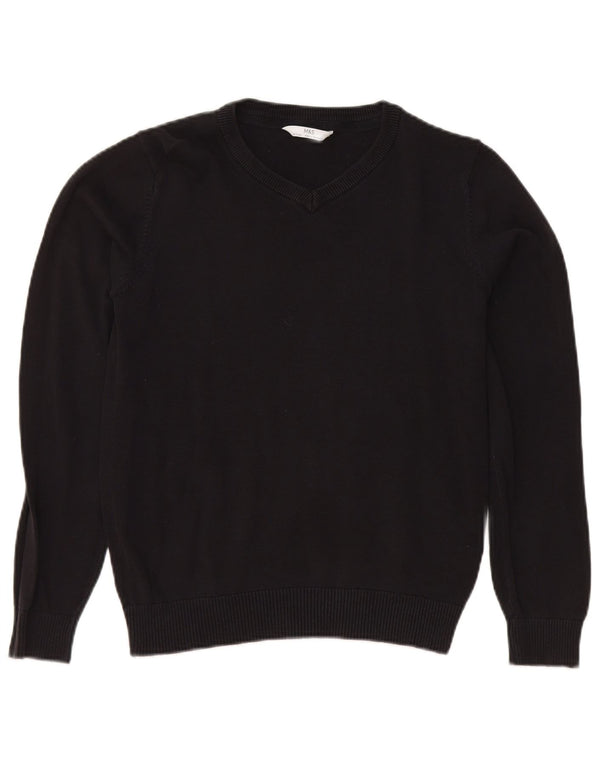Marks & Spencer Jungen-Pullover mit V-Ausschnitt, 12–13 Jahre, schwarze Baumwolle
