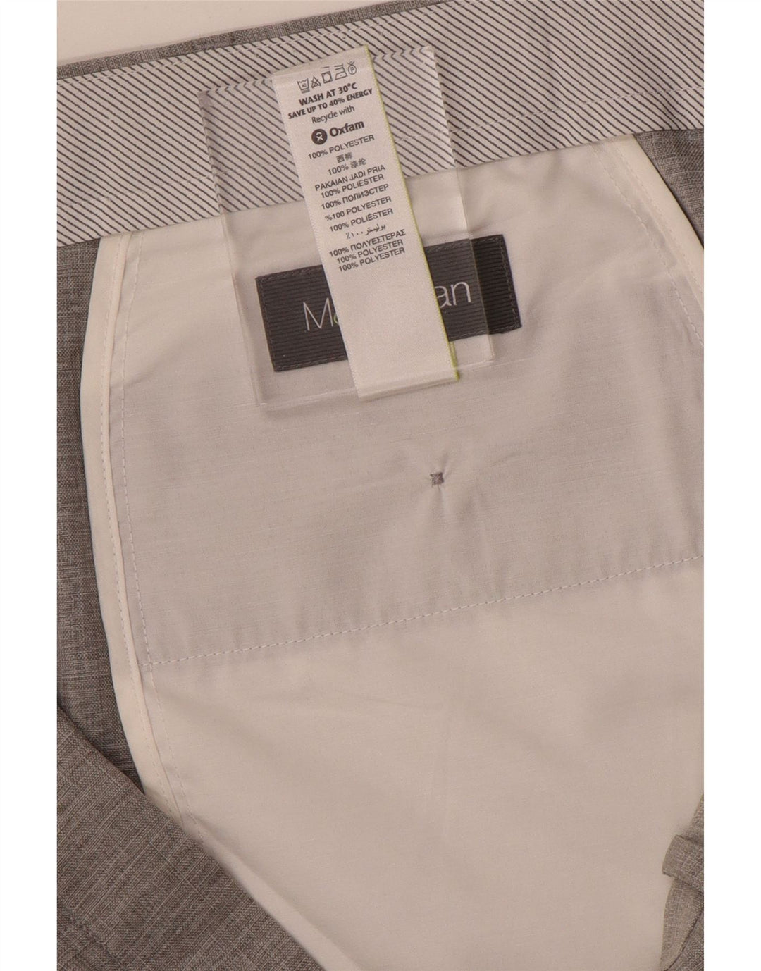 Gerade Herren-Anzughose von Marks & Spencer, W42, L33, grau, Polyester