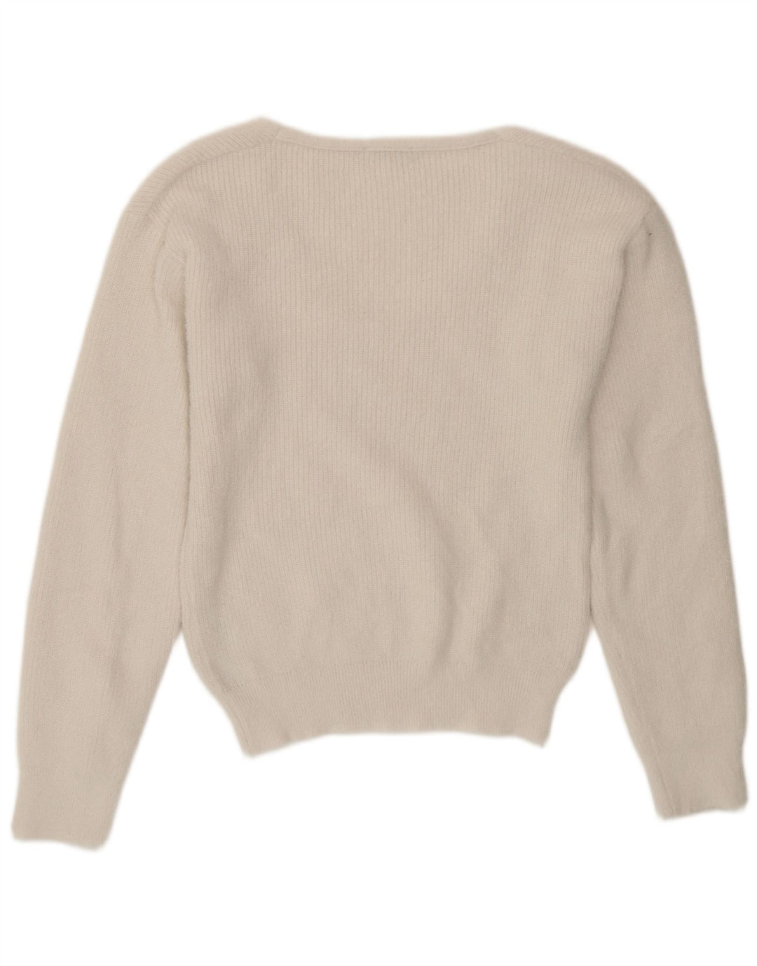 Zara Damen-Pullover mit V-Ausschnitt, Gr. 10, Größe S, Weiß, Polyester