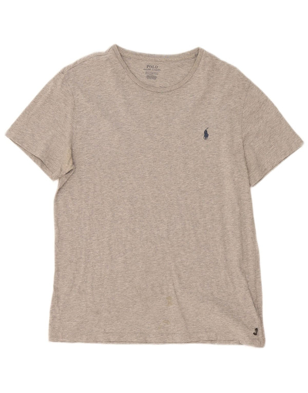 Polo Ralph Lauren Herren-T-Shirt-Oberteil aus mittelgrau gefleckter Baumwolle