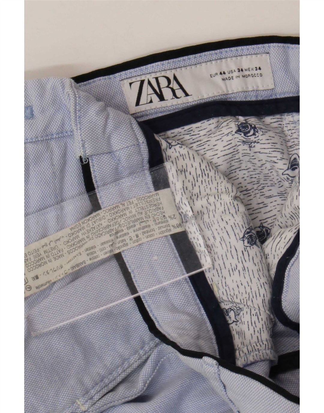 Zara Herren Chinoshorts EU 44 Large W34 Blaue Baumwolle