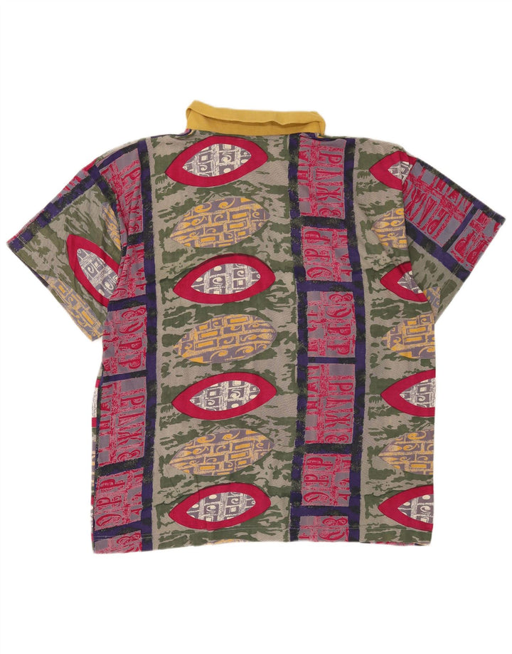 Vintage Herren-Poloshirt, groß, mehrfarbig, geometrisch, Baumwolle