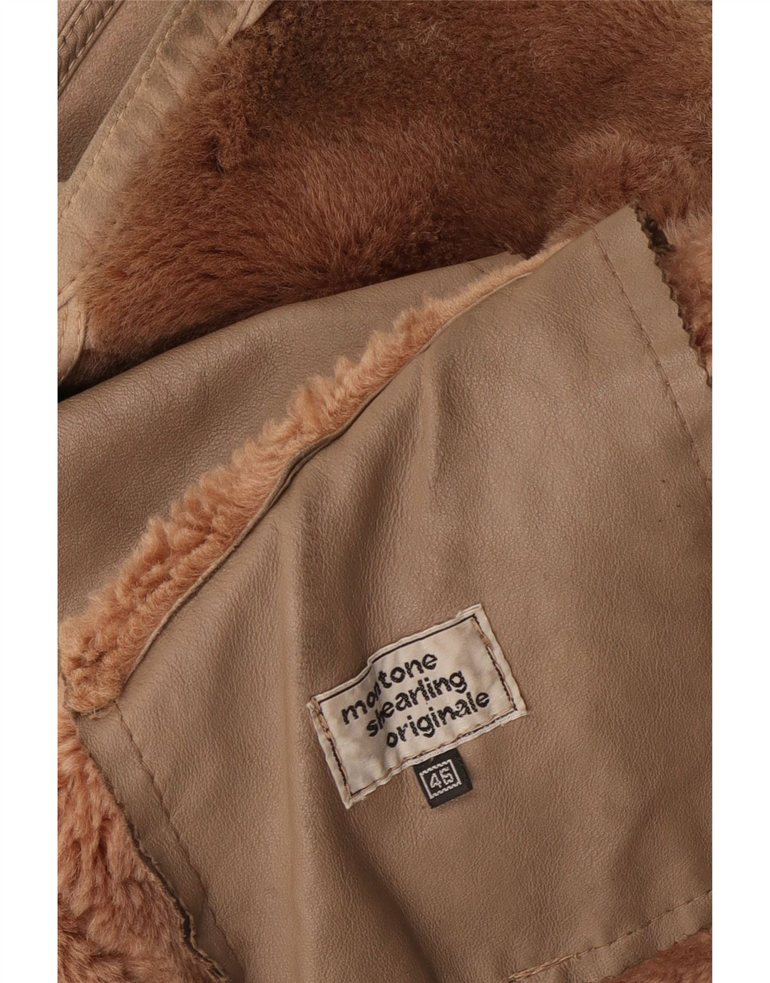 Vintage Damen Shearling Jacke IT 46 Large Beige Shearling