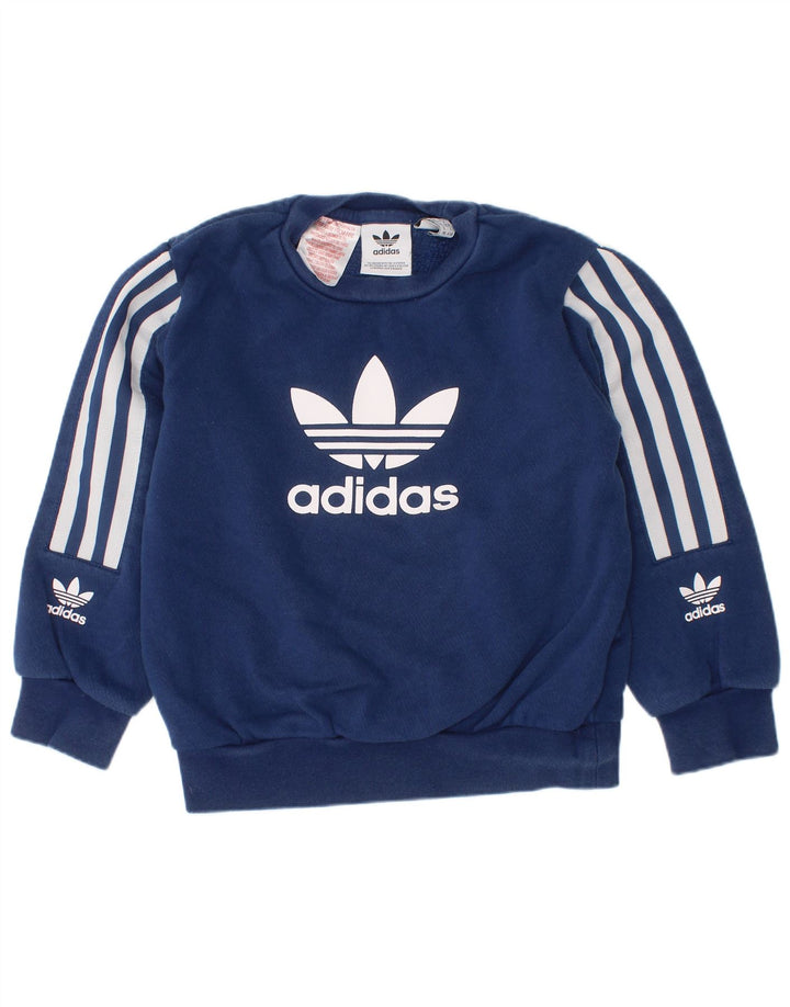 Adidas Jungen Grafik-Sweatshirt-Pullover, 4–5 Jahre, marineblaue Baumwolle