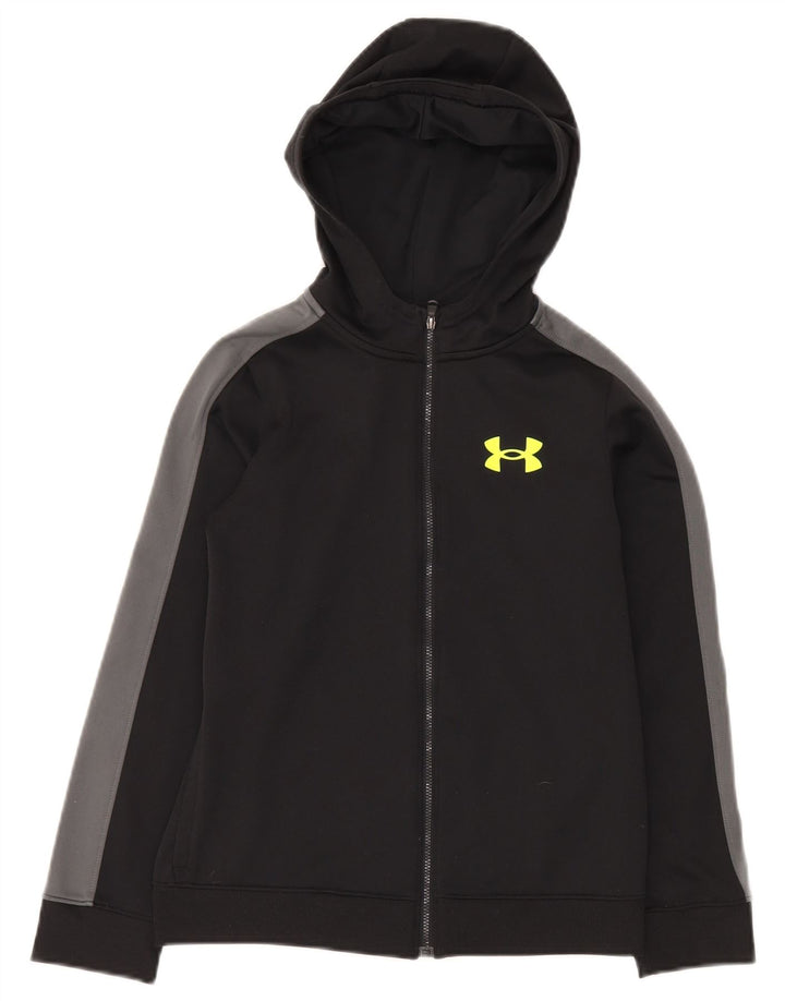 Under Armour Jungen-Kapuzenpullover mit Reißverschluss, 9–10 Jahre, mittelschwarz, Farbblock