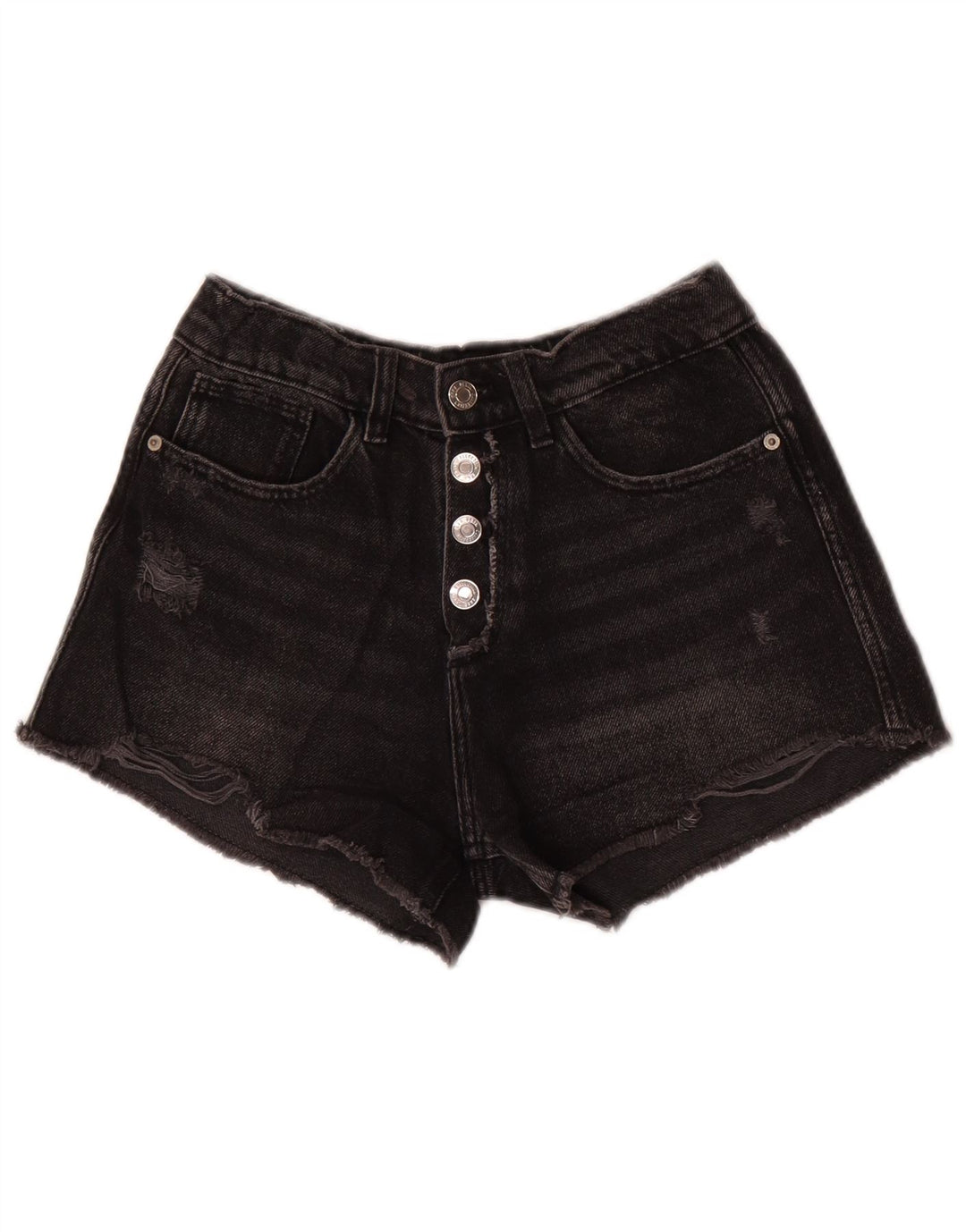 ZARA Mädchen Distressed Denim Shorts 9–10 Jahre W24 Grau
