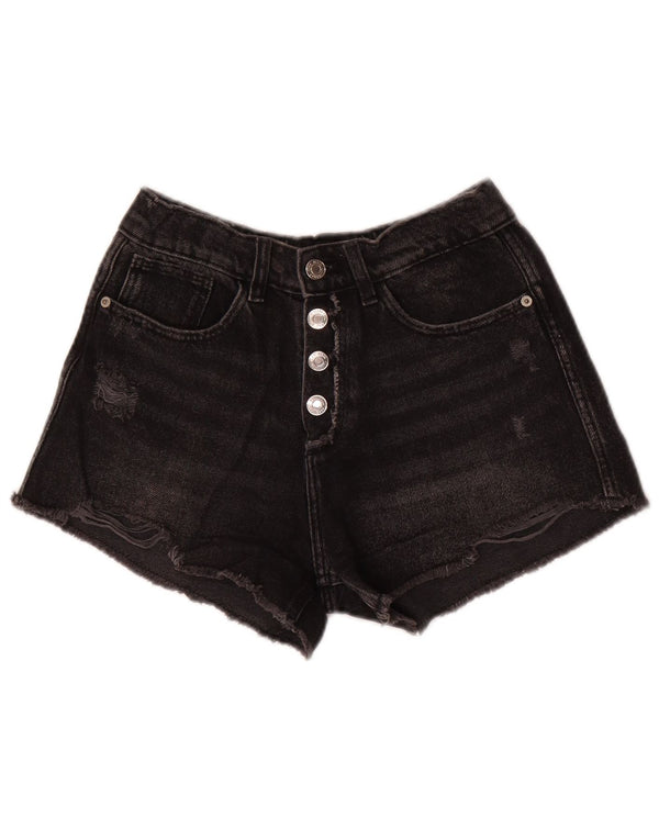 ZARA Mädchen Distressed Denim Shorts 9–10 Jahre W24 Grau