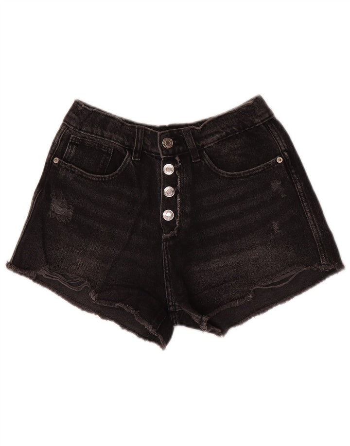 ZARA Mädchen Distressed Denim Shorts 9–10 Jahre W24 Grau