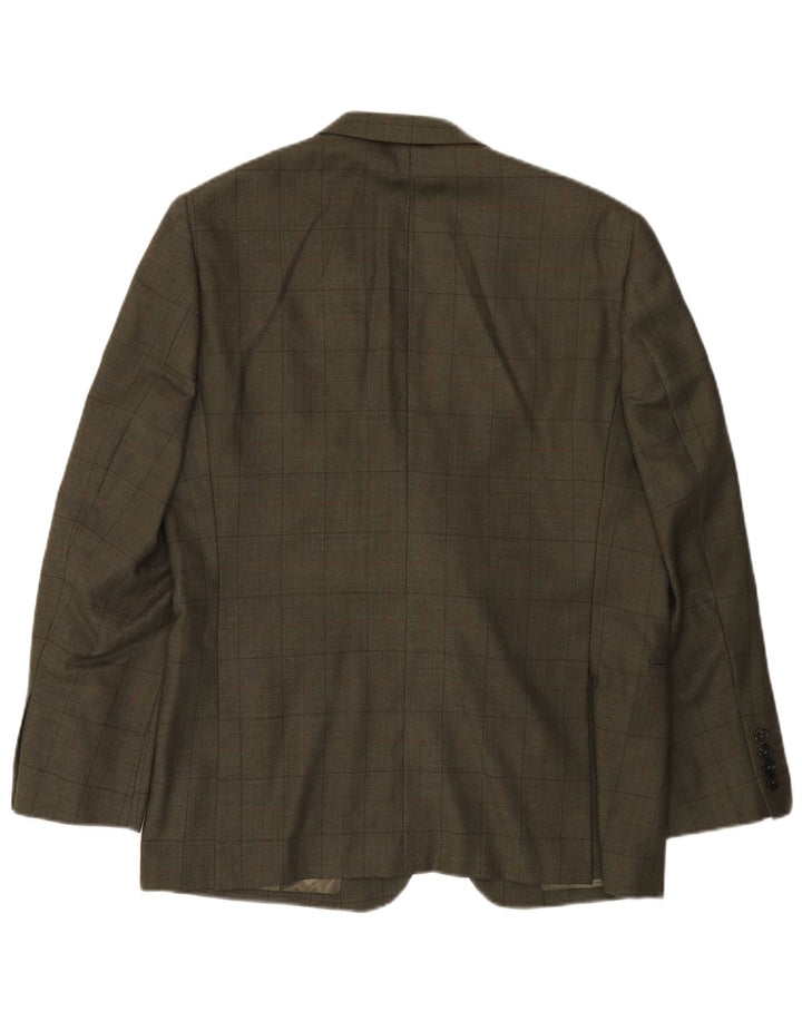 JAEGER Herren-Blazerjacke mit 2 Knöpfen, UK 42, XL, Khaki, kariert, Wolle