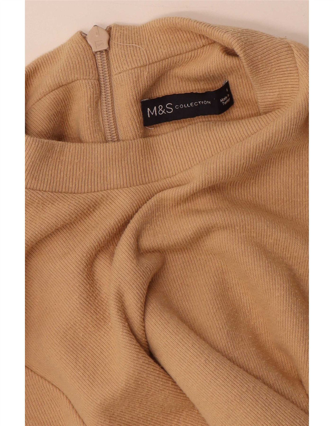 Marks & Spencer Langarm-Pulloverkleid für Damen, Gr. 8, Beige, Polyester