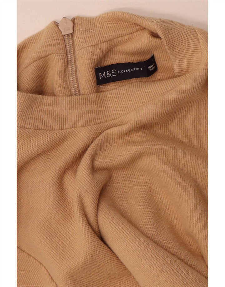 Marks & Spencer Langarm-Pulloverkleid für Damen, Gr. 8, Beige, Polyester