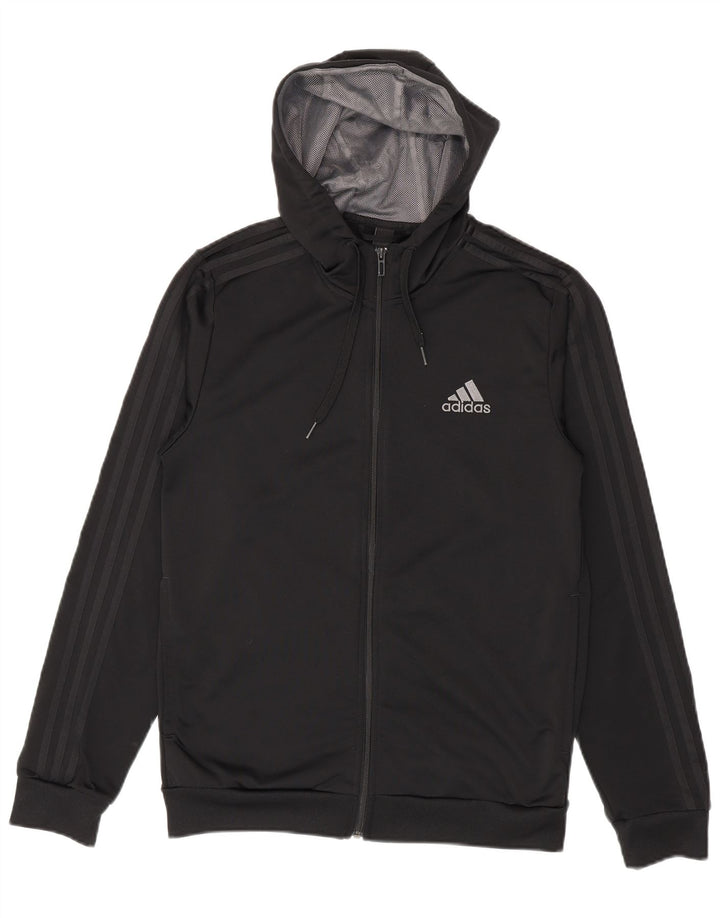 Adidas Herren Zip Hoodie Pullover UK 38/40 Mittelschwarzes Polyester