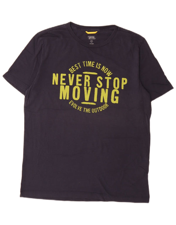 Camel Active Mens Graphic T-Shirt Top Large Navy Blue Cotton