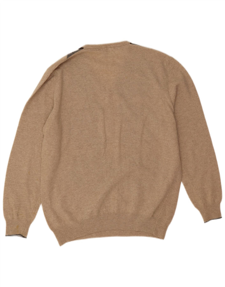 Melaverde Herren-Pullover mit V-Ausschnitt, 2XL, Beige Argyle/Diamond Wool