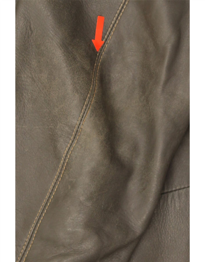 Vintage Herren Militärlederjacke UK 38 Medium Khaki Leder