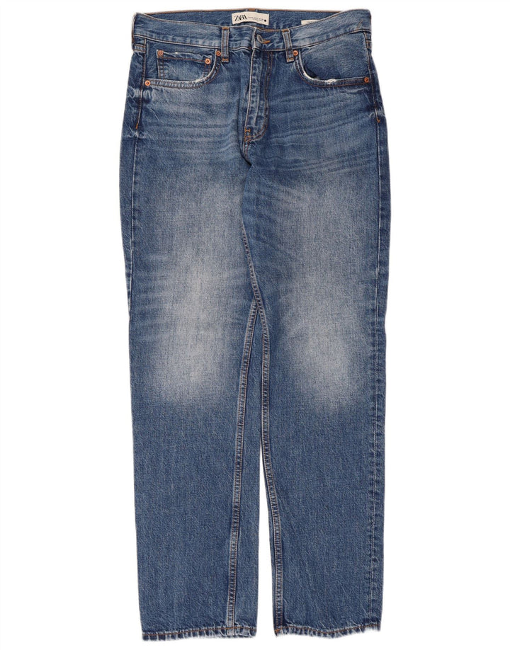Zara Damen Straight Jeans EU 40 Medium W30 L30 Blaue Baumwolle