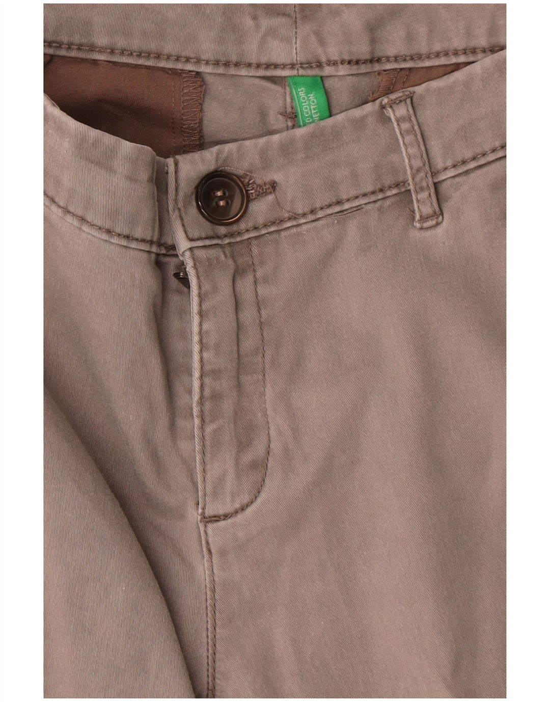 Benetton Damen Gerade Chinohose W30 L27 Grau