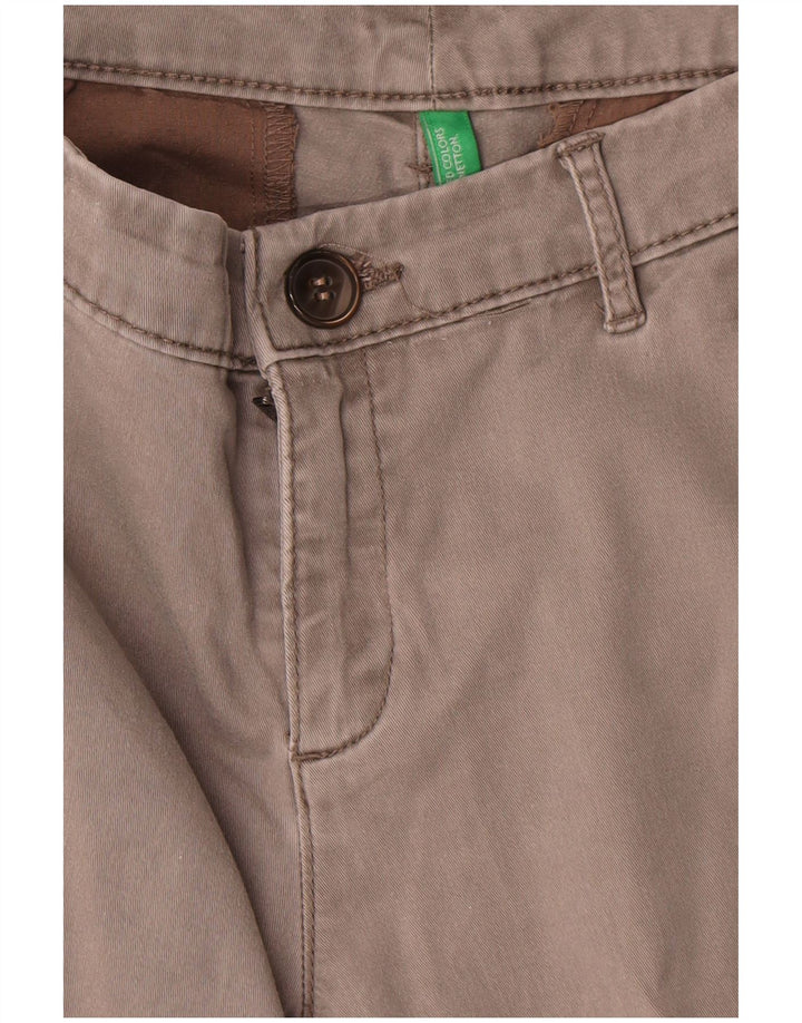 Benetton Damen Gerade Chinohose W30 L27 Grau