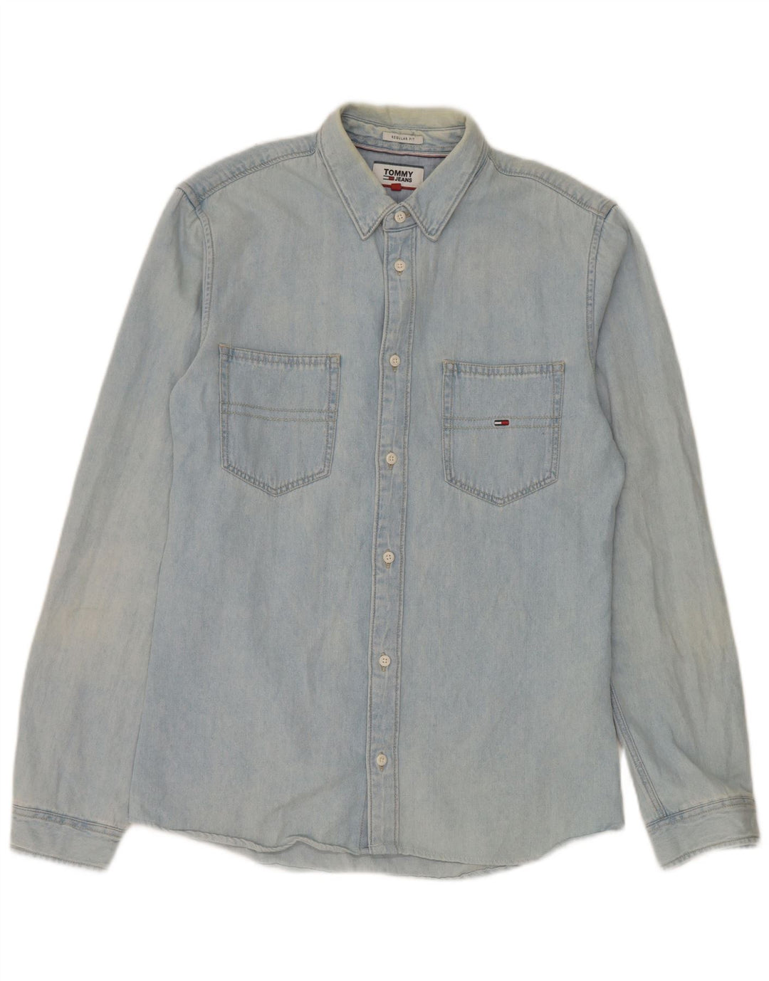 Tommy Hilfiger Herren-Jeanshemd mit normaler Passform, mittelblaue Baumwolle