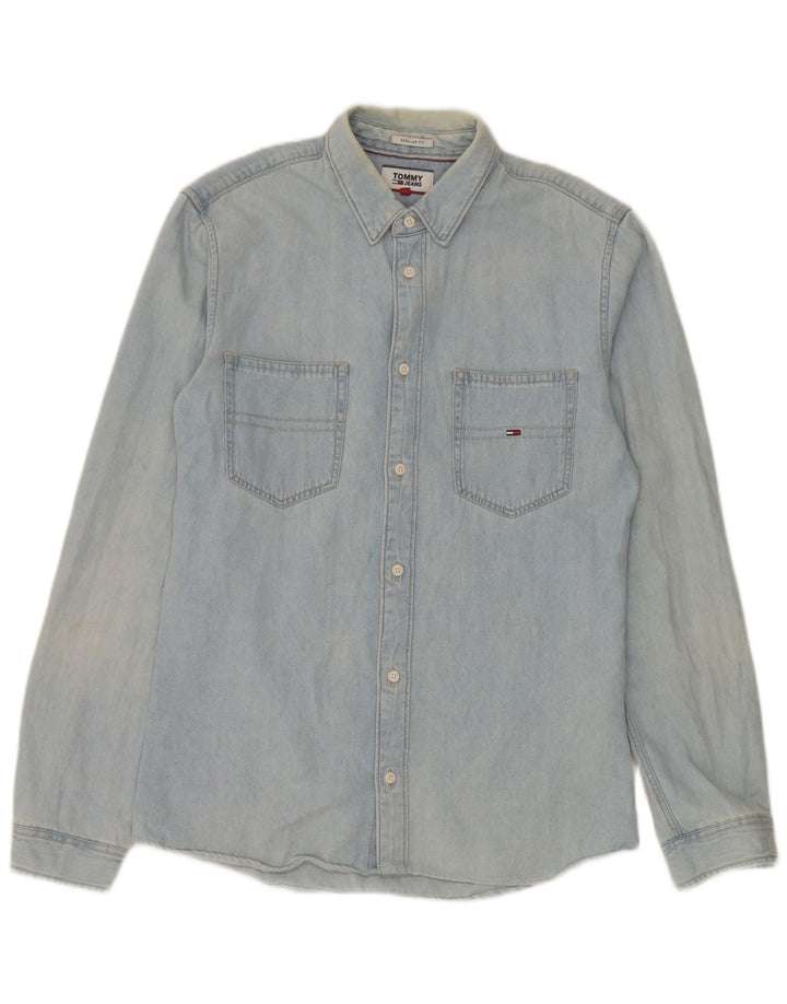 Tommy Hilfiger Herren-Jeanshemd mit normaler Passform, mittelblaue Baumwolle