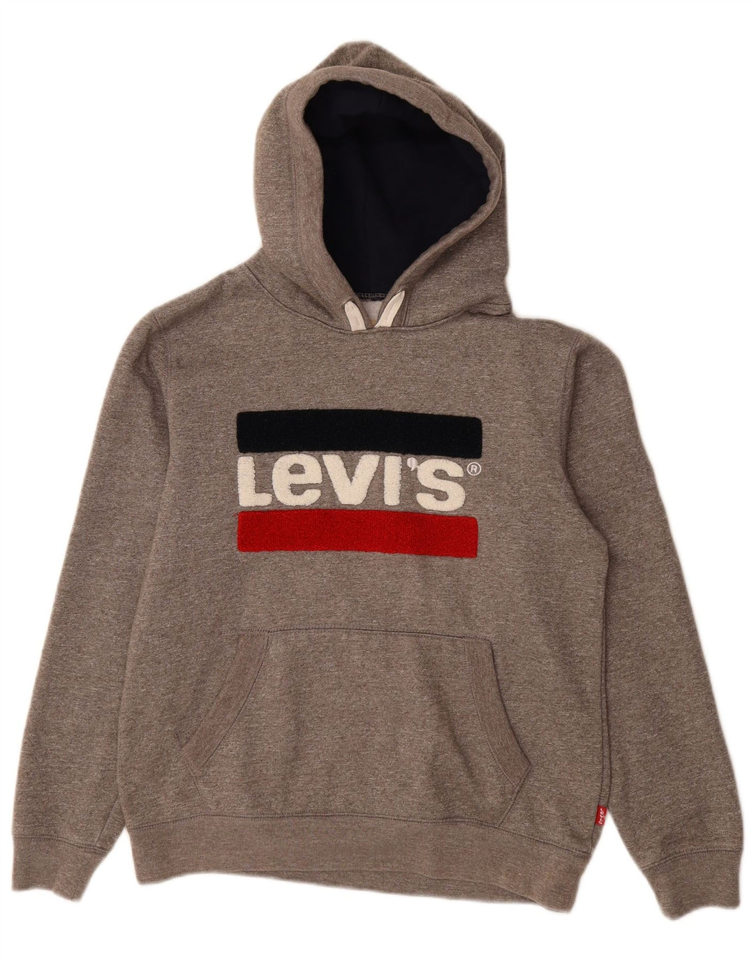 LEVI'S Damen-Pullover mit grafischem Kapuzenpullover, Gr. 16, Größe L, grau gefleckte Baumwolle