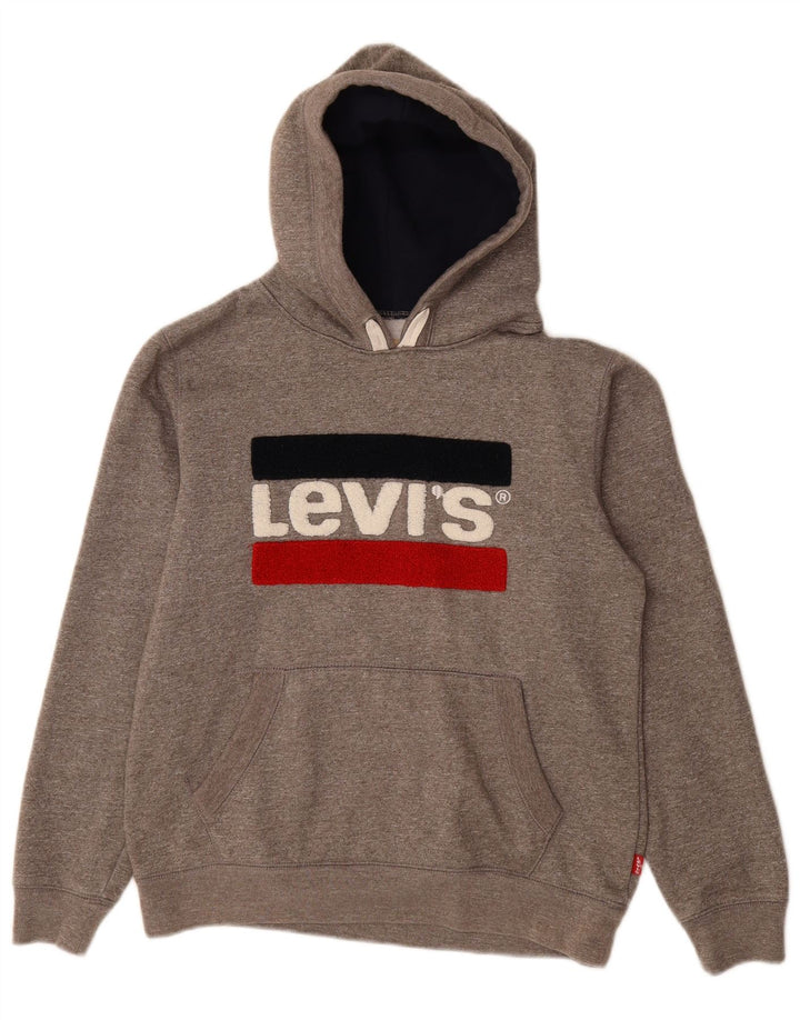 LEVI'S Damen-Pullover mit grafischem Kapuzenpullover, Gr. 16, Größe L, grau gefleckte Baumwolle
